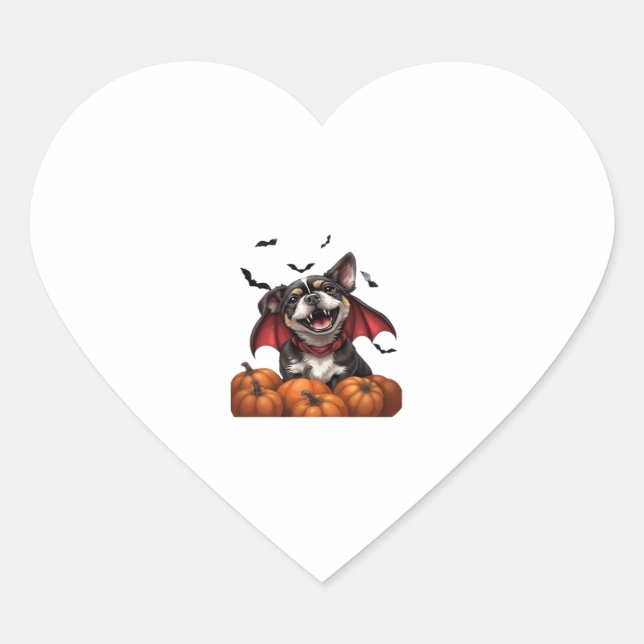 Halloween Vampire Dog with Pumpkins Classic T-Shir Herz-Aufkleber (Vorderseite)