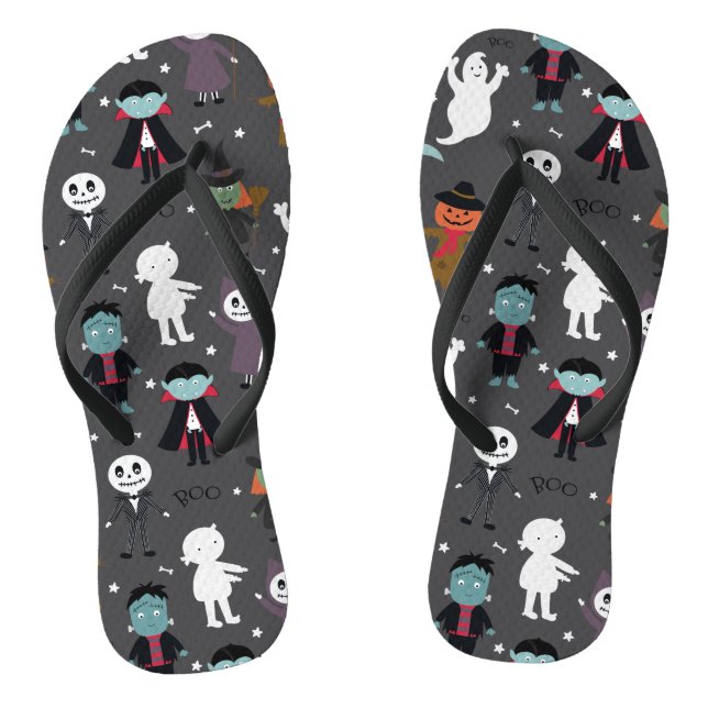 Halloween Vampire Frankenstein Ghost Scarecrow Flip Flops (Fußbett)