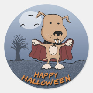 Halloween-Vampirs-Hundeaufkleber: Zählung Barkula Runder Aufkleber