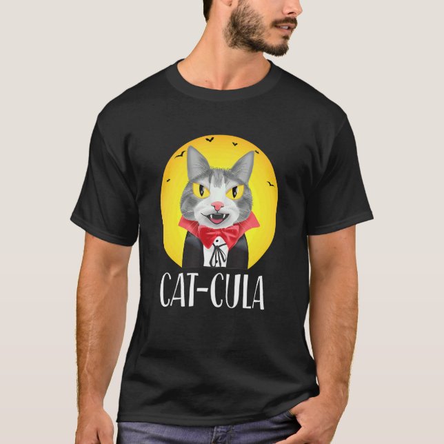 Halloween Vampurr Spooky Cat Vampire Cat Cula Dra T-Shirt (Vorderseite)