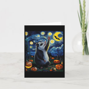 Halloween Van Gogh' Starry Night Opossum Pumpkins Karte