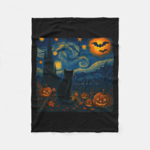 Halloween Van Gogh Sternennacht schwarze Katze Kür Fleecedecke