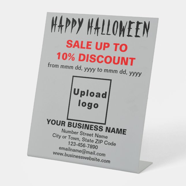 Halloween-Verkauf auf grauem Sockel Sockelschild (Vorderseite)