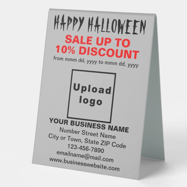 Halloween-Verkauf auf grauem Tisch Tischaufsteller (Vorderseite)