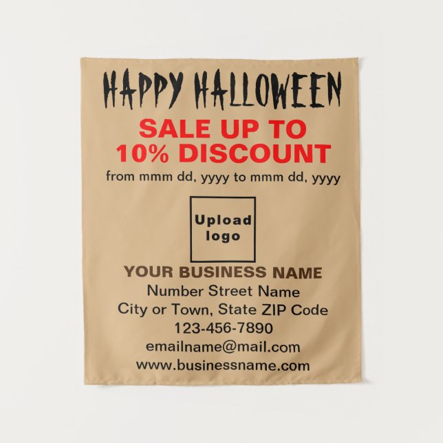 Halloween-Verkauf auf hellbraunen Tapisserien Wandteppich (Vorderseite)