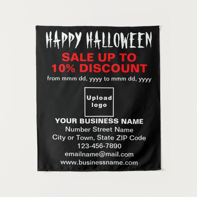 Halloween-Verkauf auf schwarzem Band Wandteppich (Vorderseite)