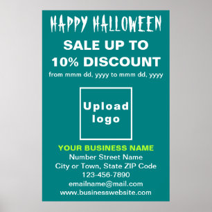 Halloween-Verkauf für Unternehmen auf Aquamarinem  Poster