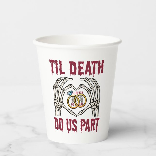 Halloween Verlobung Til Death Do us Part Pappbecher (Vorderseite)