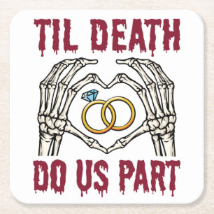 Halloween Verlobung Til Death Do us Part Rechteckiger Pappuntersetzer
