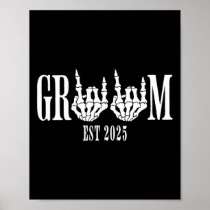 Halloween Verlobung Wedding Bride Groom Skeleton Poster