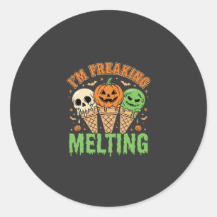 Halloween verrückt schmelzendes Eis Runder Aufkleber