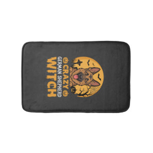 Halloween Verrücktes Deutsches Schäferhund Hexen D Badematte