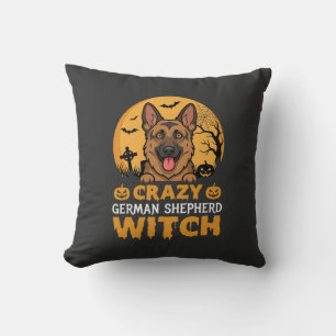Halloween Verrücktes Deutsches Schäferhund Hexen D Kissen