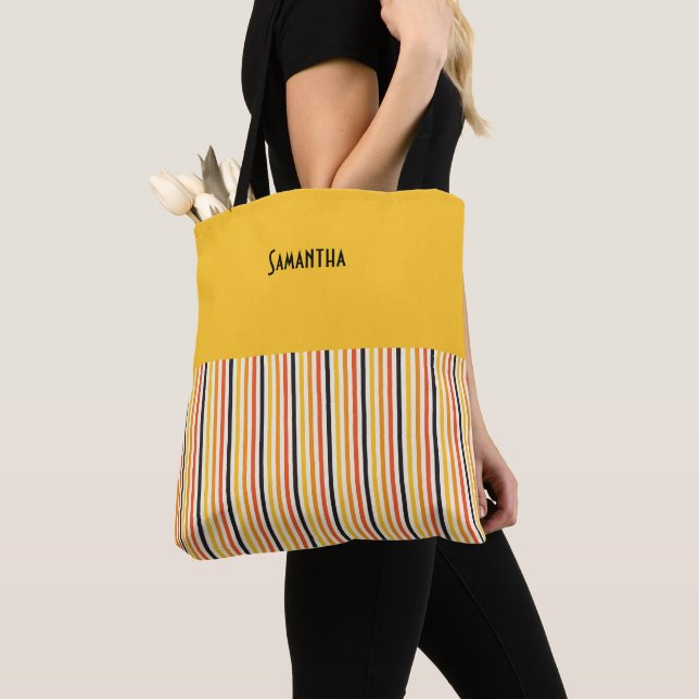 Halloween Vertikaler Streifen Gold Schwarz-weißer  Tasche (Von Nahem)