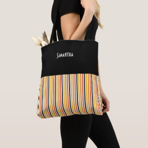 Halloween Vertikaler Streifen Orange Black Gold Na Tasche