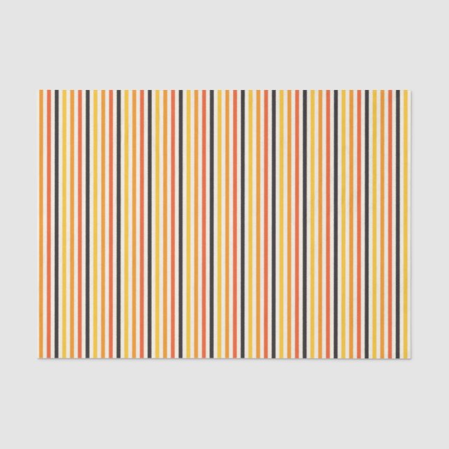 Halloween Vertikaler Streifen Orange Black Gold Wh Seidenpapier (Vorderseite)