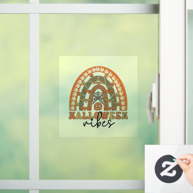 Halloween Vibes Boho Rainbow Fall Halloween Fensteraufkleber (Zuhause)