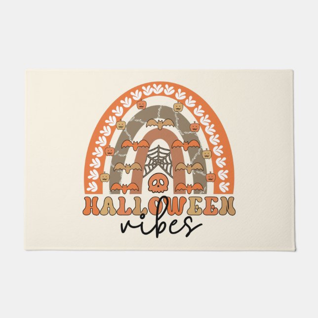 Halloween Vibes Boho Rainbow Fall Halloween Fußmatte (Vorderseite)