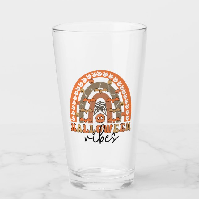Halloween Vibes Boho Rainbow Fall Halloween Glas (Vorderseite)