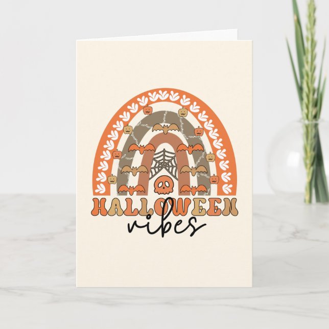 Halloween Vibes Boho Rainbow Fall Halloween Karte (Vorderseite)