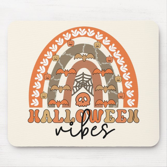 Halloween Vibes Boho Rainbow Fall Halloween Mousepad (Vorne)