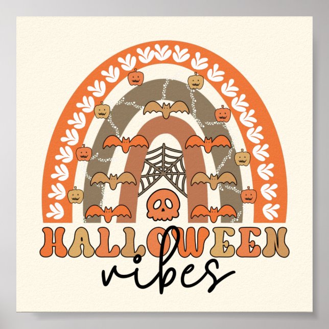 Halloween Vibes Boho Rainbow Fall Halloween Poster (Vorne)