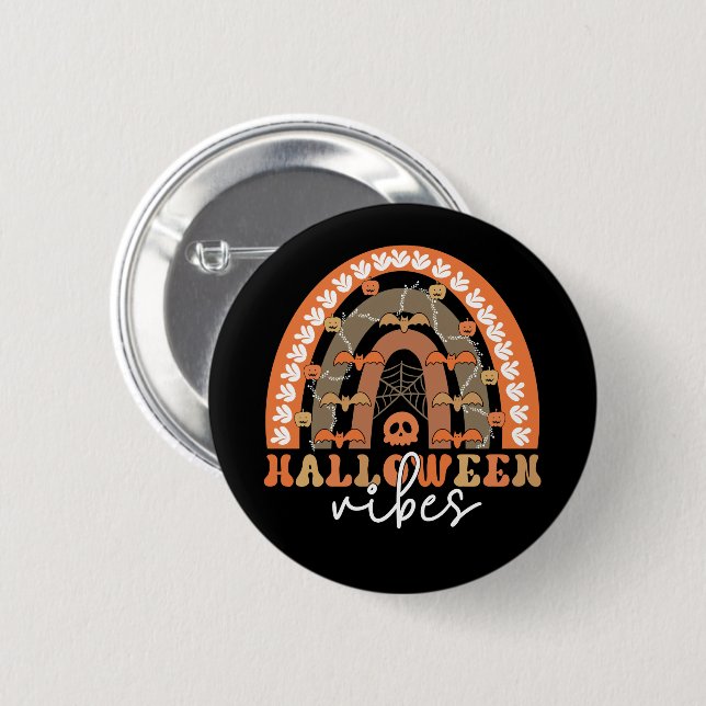 Halloween Vibes Boho Regenbogen Fall Spooky Button (Vorne & Hinten)