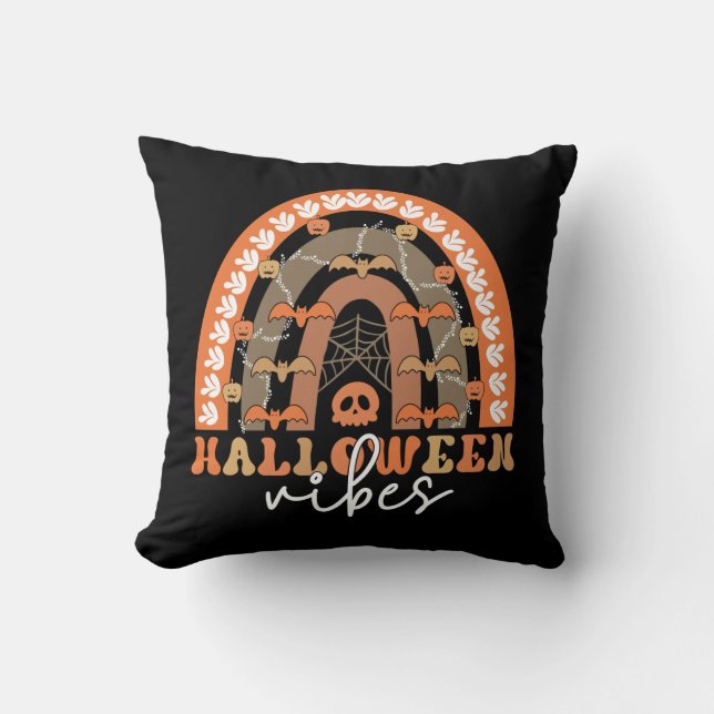 Halloween Vibes Boho Regenbogen Fall Spooky Kissen (Vorderseite)
