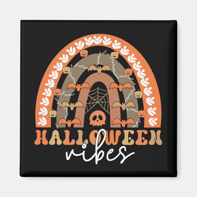 Halloween Vibes Boho Regenbogen Fall Spooky Magnet (Vorne)