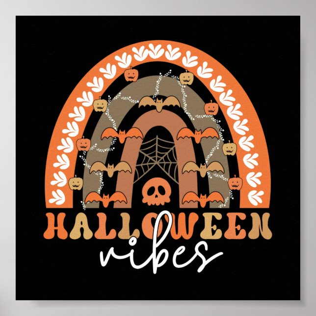 Halloween Vibes Boho Regenbogen Fall Spooky Poster (Vorne)