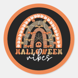 Halloween Vibes Boho Regenbogen Fall Spooky Runder Aufkleber