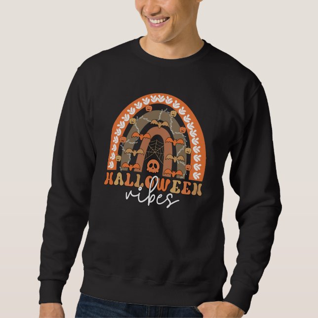 Halloween Vibes Boho Regenbogen Fall Spooky Sweatshirt (Vorderseite)