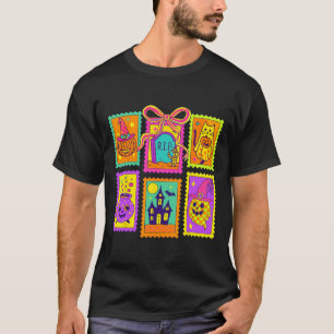 Halloween Vibes Briefmarke Coquette Bow Pumpkin He T-Shirt