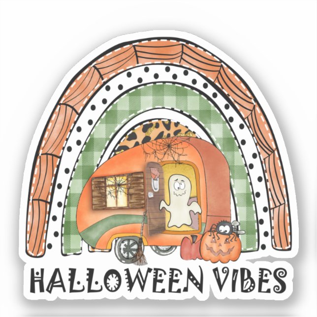 Halloween Vibes - Orange Rainbow Aufkleber (Vorderseite)