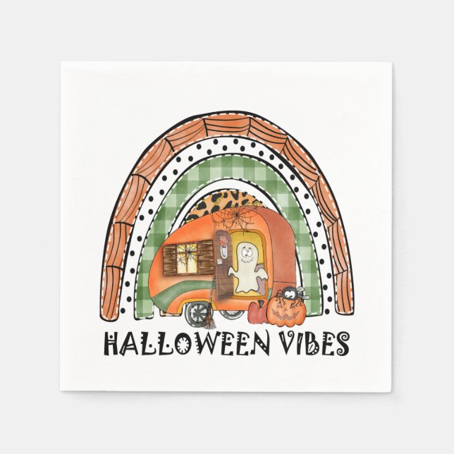 Halloween Vibes - Orange Rainbow Serviette (Vorderseite)
