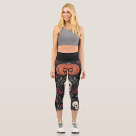 Halloween Vibes Pattern Capri Leggings