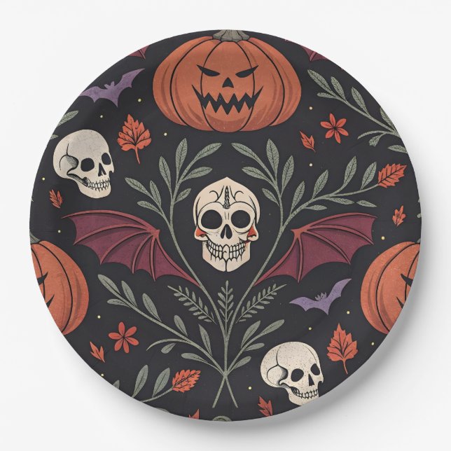 Halloween Vibes Pattern Pappteller (Vorderseite)