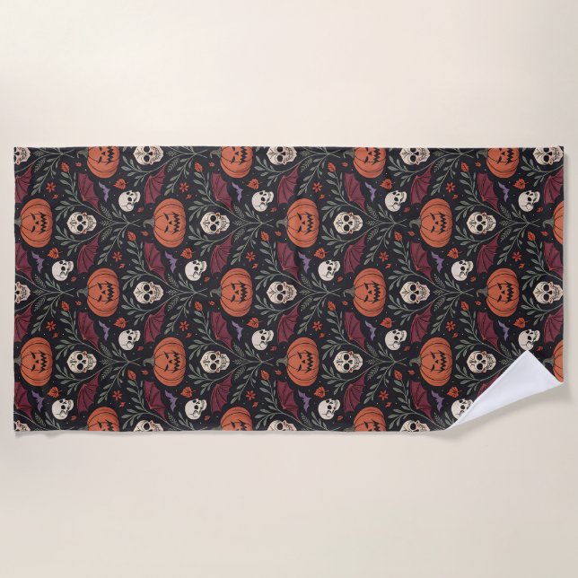 Halloween Vibes Pattern Strandtuch (Vorderseite)