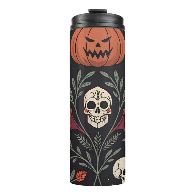 Halloween Vibes Pattern Thermosbecher (Vorderseite)