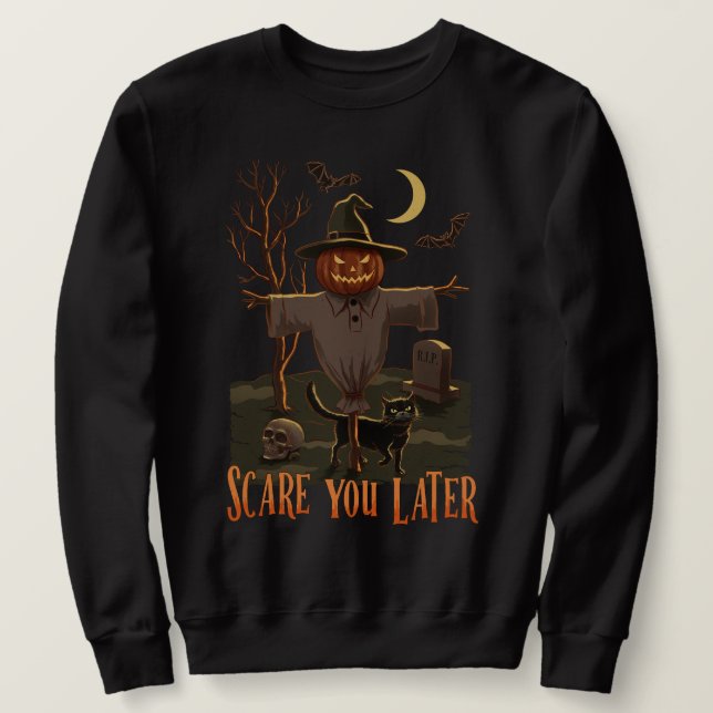 Halloween Vibes - Pumpkin Head Scarecrow Sweatshirt (Design vorne)