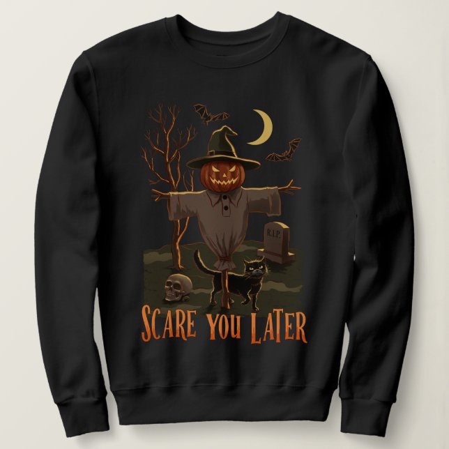 Halloween Vibes - Pumpkin Head Scarecrow Sweatshirt (Design vorne)