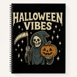 Halloween Vibes Sensenmann - Black Spiral Notebook Notizbuch