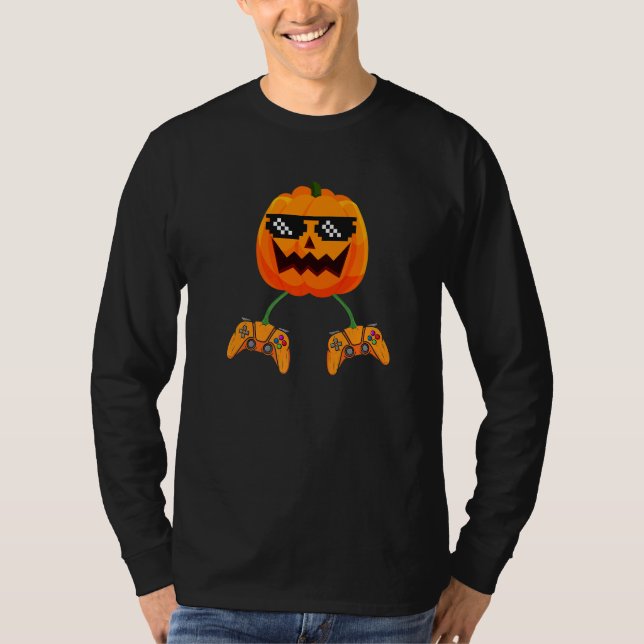 Halloween Video Game Controller With Pumpkin Face  T-Shirt (Vorderseite)