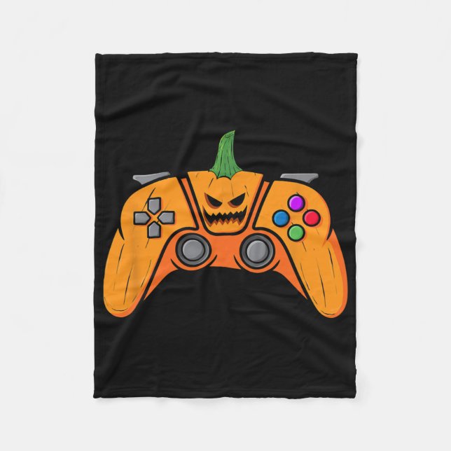 Halloween Videospielcontroller mit Kürbisgesicht Fleecedecke (Vorderseite)