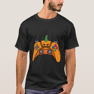 Halloween Videospielcontroller mit Kürbisgesicht T-Shirt