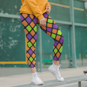 Halloween-Vierblattmuster Orange Lila Design Leggings
