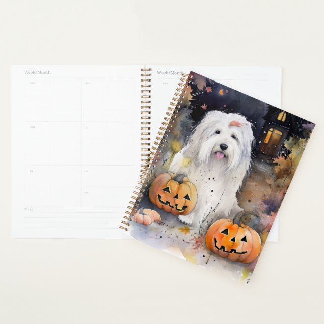 Halloween vieux chien anglais avec la peur Citroui (Devant avec enveloppe)