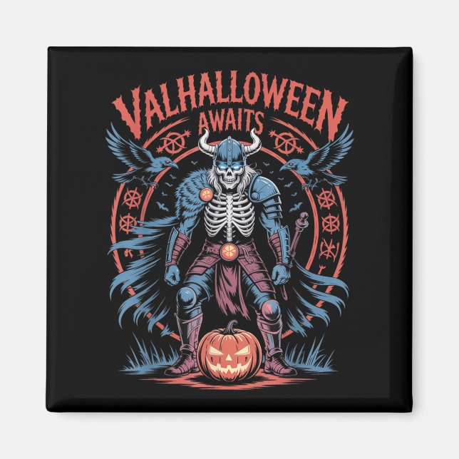 Halloween Viking Warrior - Runen und Ravens - Valh Magnet (Vorne)