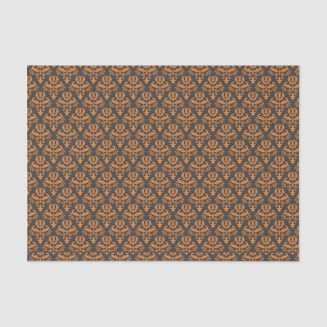Halloween Viktorianisch Damask Black Orange Seidenpapier (Vorderseite)