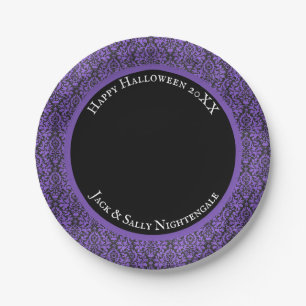 Halloween Viktorianisch Lila & Black Brocade Damas Pappteller
